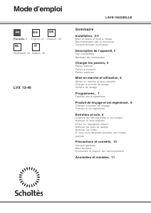 Manuale Scholtès LVX 12-46 Lavastoviglie