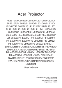 Handleiding Acer PL6310W Beamer