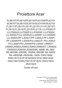 Manuale Acer PL6310W Proiettore