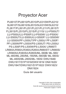 Manual de uso Acer PL6310W Proyector