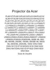 Manual Acer PL6510 Projetor