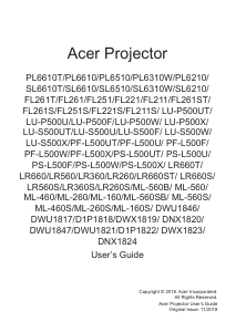 Handleiding Acer PL6610T Beamer