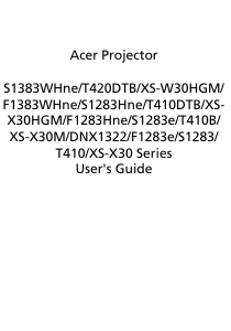 Manual Acer S1383WHne Projector