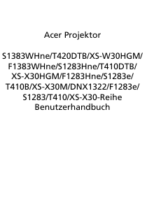 Bedienungsanleitung Acer S1383WHne Projektor