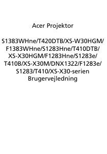 Brugsanvisning Acer S1383WHne Projektor