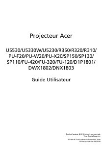 Mode d’emploi Acer U5230 Projecteur