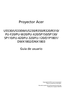 Manual de uso Acer U5530 Proyector