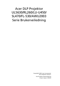 Bruksanvisning Acer UL5630 Projektor