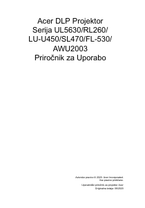 Priročnik Acer UL5630 Projektor