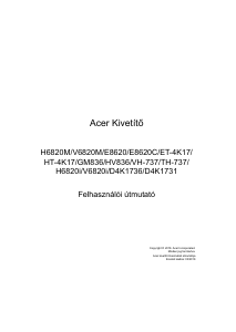 Használati útmutató Acer V6820M Vetítő