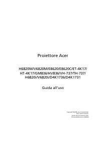 Manuale Acer V6820i Proiettore