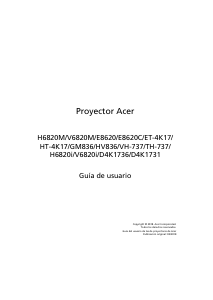 Manual de uso Acer V6820i Proyector