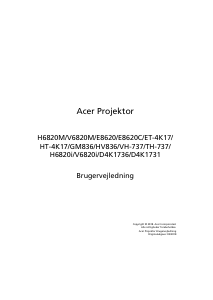 Brugsanvisning Acer V6820i Projektor