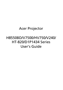 Handleiding Acer V7500 Beamer