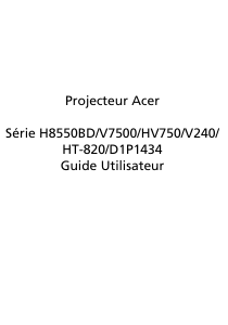 Mode d’emploi Acer V7500 Projecteur