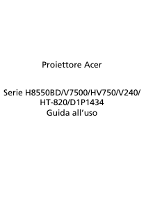 Manuale Acer V7500 Proiettore