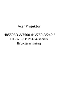 Bruksanvisning Acer V7500 Projektor