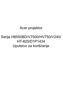 Priručnik Acer V7500 Projektor