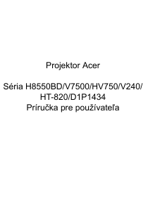 Návod Acer V7500 Projektor