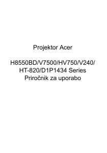Priročnik Acer V7500 Projektor