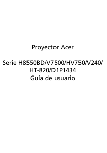 Manual de uso Acer V7500 Proyector
