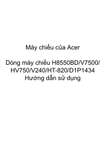 Hướng dẫn sử dụng Acer V7500 Máy chiếu