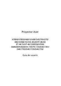 Manual de uso Acer V7850BD Proyector