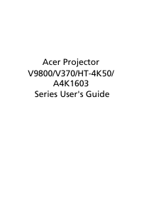 Manual Acer V9800 Projector