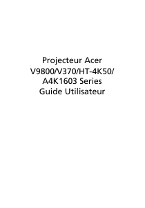 Mode d’emploi Acer V9800 Projecteur