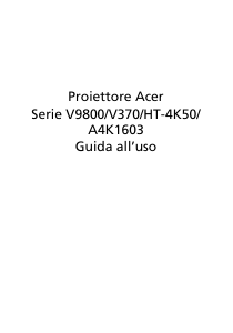Manuale Acer V9800 Proiettore