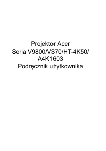 Instrukcja Acer V9800 Projektor