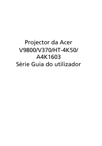 Manual Acer V9800 Projetor