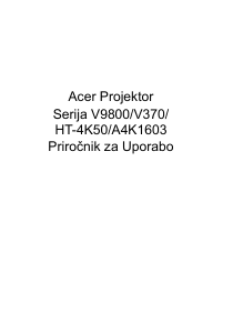 Priročnik Acer V9800 Projektor