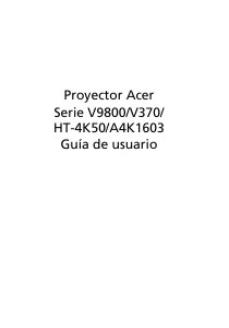 Manual de uso Acer V9800 Proyector