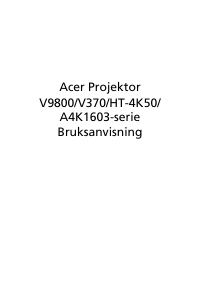 Bruksanvisning Acer V9800 Projektor