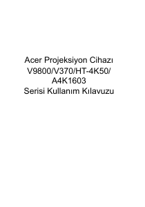 Kullanım kılavuzu Acer V9800 Projektör