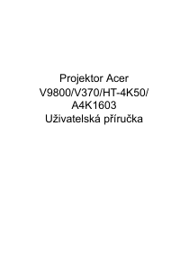 Manuál Acer V9800 Projektor