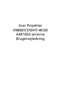 Brugsanvisning Acer V9800 Projektor