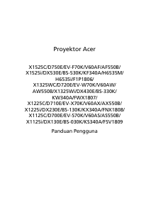 Panduan Acer X1125i Proyektor