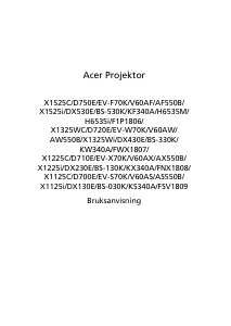 Bruksanvisning Acer X1125i Projektor