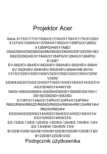 Instrukcja Acer X115H Projektor