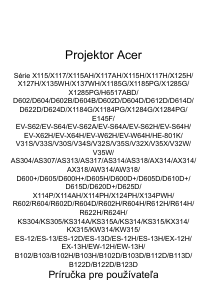 Návod Acer X115H Projektor