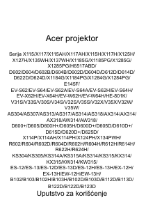 Priručnik Acer X1185G Projektor