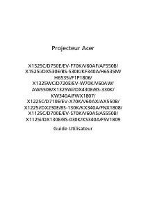 Mode d’emploi Acer X1225i Projecteur