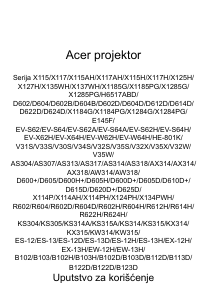 Priručnik Acer X1285G Projektor