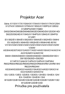 Návod Acer X1285G Projektor