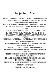 Mode d’emploi Acer X135WH Projecteur