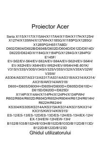 Manual Acer X135WH Proiector