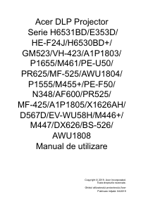 Manual Acer X1626AH Proiector