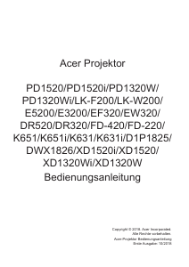 Bedienungsanleitung Acer XD1320Wi Projektor